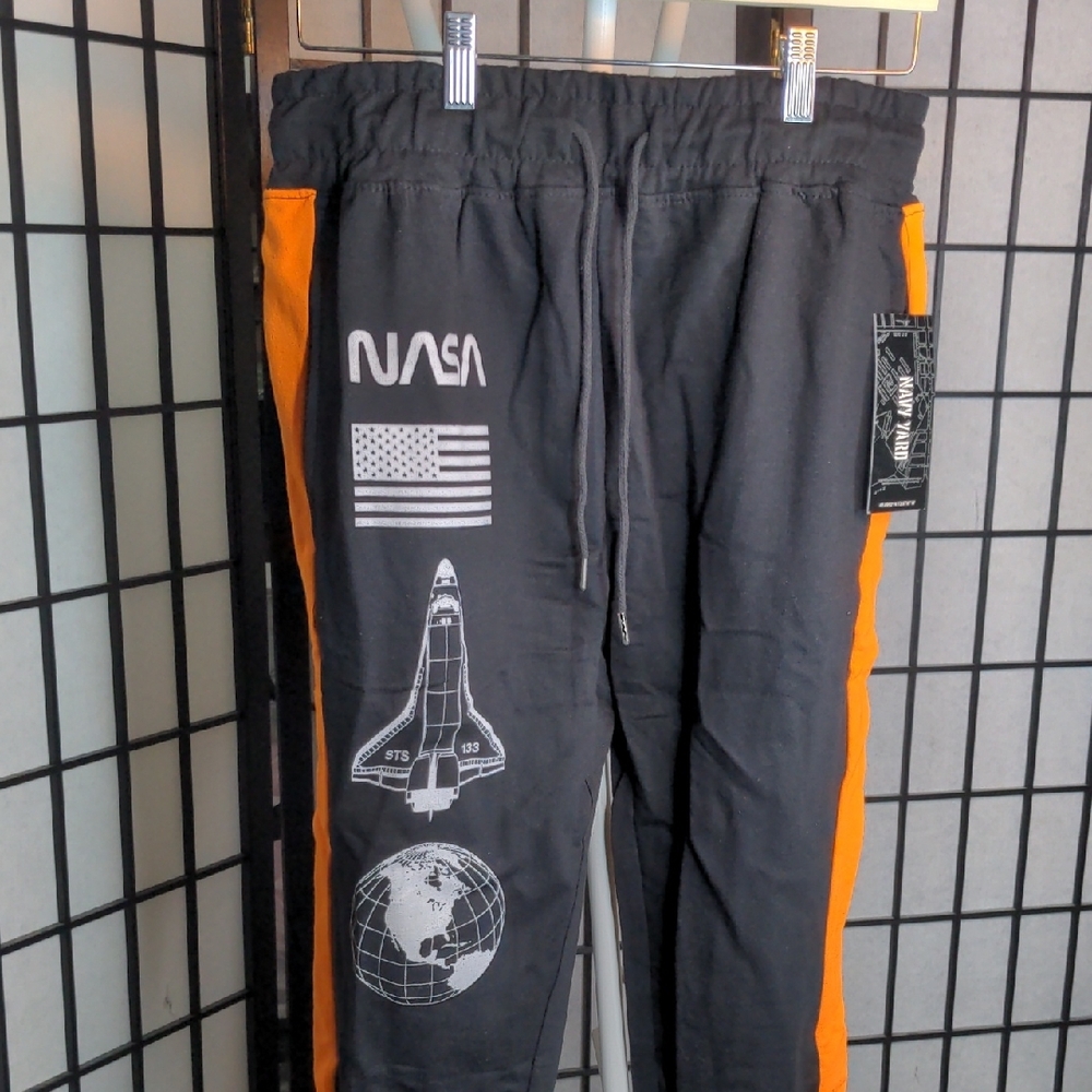 NAVY YARD NASA Jogger Pants - Black and Orange